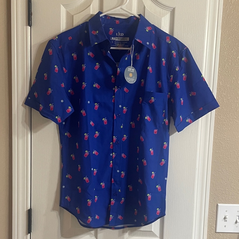 Blue Patterned Men's Shirt LRD performance